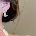 Elegant Butterfly Stud Earrings With Simulated Pearl Zircon Accents And Silver Tone Posts view 3