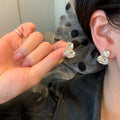 Copper Hoop Earrings With Square Zircon Accents, Oval Geometric Minimalist Modern Style view 3