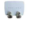 Copper Hoop Earrings With Square Zircon Accents, Oval Geometric Minimalist Modern Style view 5