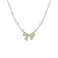 Old Money Style Faux Pearl Zircon Bow Necklace, Vintage Elegant Light Luxury Collarbone Jewelry view 5