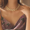 Vintage Geometric Round Faux Pearl Spliced Necklace Light Luxury Elegant Collarbone Jewelry view 4