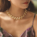 Vintage Geometric Round Faux Pearl Spliced Necklace Light Luxury Elegant Collarbone Jewelry view 2