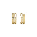 14K Gold Plated Copper French Double Layer Zircon Mother Of Pearl Round Stud Earrings For Women view 5