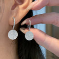 European American Minimalist Drop Earrings For Women, Micro Pave Zircon Disc Daily Jewelry view 2