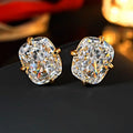 Minimalist Four Prong Zircon Stud Earrings, Simple Light Luxury Women's Jewelry view 1