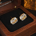 Minimalist Four Prong Zircon Stud Earrings, Simple Light Luxury Women's Jewelry view 3