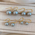 18K Thick Gold Plated Faux Pearl Geometric Ear Hook Earrings For Women French Vintage Light Luxury view 3