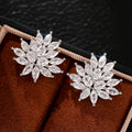 Sparkling Flower Stud Earrings For Women, Cubic Zirconia Inlaid Date Night Fashion Jewelry view 2
