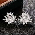 Sparkling Flower Stud Earrings For Women, Cubic Zirconia Inlaid Date Night Fashion Jewelry view 5
