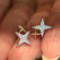 Simple Shiny Star Zircon Stud Earrings For Women, Two Tone Small Daily Commuter Jewelry view 1
