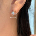 Simple Shiny Star Zircon Stud Earrings For Women, Two Tone Small Daily Commuter Jewelry view 4