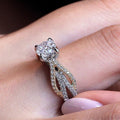 Two Tone Pavé Bow Shaped Round Center Stone Ring Design view 2
