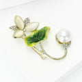 Alloy Enamel Lotus Pearl Brooch Pin For Women Coats view 3