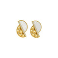 18K Gold Plated Copper Round Zircon Mother Of Pearl Stud Earrings For Women Minimalist Luxury view 5
