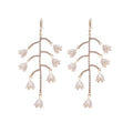 French Vintage Copper Rhinestone Leaf Flower Tassel Drop Earrings Elegant Palace Style view 5