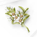 Alloy Enamel Pearl Jasmine Flower Brooch For Clothing Decoration view 3