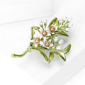 Alloy Enamel Pearl Jasmine Flower Brooch For Clothing Decoration view 2