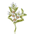 Alloy Enamel Pearl Jasmine Flower Brooch For Clothing Decoration view 1