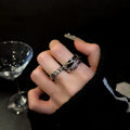 Dark Style Square Zircon Open Ring For Women view 3
