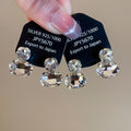 Copper Oval Rhinestone Stud Earrings Minimalist Modern Geometric Light Luxury Jewelry For Women view 3