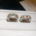 Vintage Palace Style Copper Open Ring With Zircon Texture And Geometric Round Design view 3