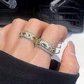 Vintage Palace Style Copper Open Ring With Zircon Texture And Geometric Round Design view 4