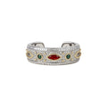 Vintage Palace Style Copper Open Ring With Zircon Texture And Geometric Round Design view 5