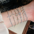 French Chic Copper Zircon Geometric Flower Bangle, Minimalist Light Luxury Fashion Jewelry view 2
