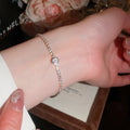 French Chic Copper Zircon Geometric Flower Bangle, Minimalist Light Luxury Fashion Jewelry view 4