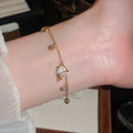 Korean Romantic Copper Bangle With Zircon Enamel Dolphin Starfish Charm Minimalist Jewelry view 3