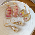 Handmade Real Preserved Flower Resin Oval Teardrop Drop Earrings For Women view 1
