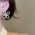 Copper Hollow Flower Stud Earrings With Silver Posts, Trendy Minimalist Elegant Floral Jewelry view 3