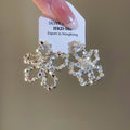 Copper Hollow Flower Stud Earrings With Silver Posts, Trendy Minimalist Elegant Floral Jewelry view 2