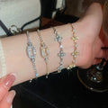 18K Gold Plated Copper Zircon Flower Bangle For Women Light Luxury Sweet Fashion Jewelry view 2