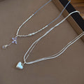 Korean Silver Tone Beaded Butterfly Copper Necklace Old Money Minimalist Collarbone Choker view 2