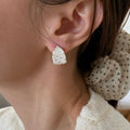 18K Gold Plated Zircon U Shape Faux Pearl Teardrop Circle Stud Earrings Minimalist Chic Daily Fashion view 3
