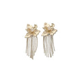 Light Luxury Silver Flower Tassel Copper Drop Earrings For Women Fashion OL Style Ear Jewelry view 5