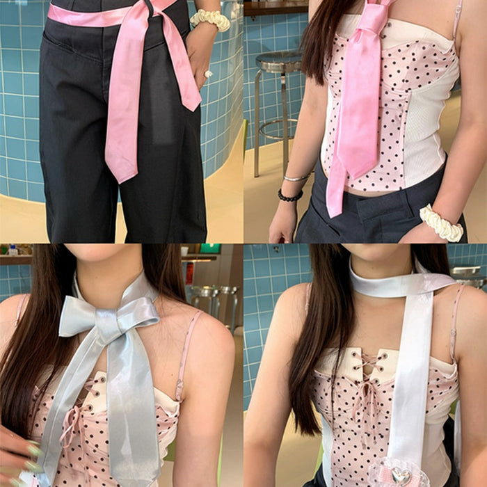 Pastoral Silk Cloth Bow Flower Tie Sweater Necklace Light Luxury Designer Choker