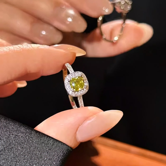 Korean Style Sugar Cube Zircon Open Ring For Women