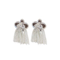 Resin Flower Tassel Stud Earrings With Zircon Accents And Silver Pin Minimalist OL Style view 5