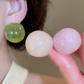 Round Resin Stud Earrings With Silver Pins, Niche Geometric Light Luxury Commuter Jewelry view 1
