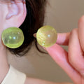 Round Resin Stud Earrings With Silver Pins, Niche Geometric Light Luxury Commuter Jewelry view 3