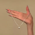 Korean Style Copper Double Layer Brushed Heart Pendant Necklace For Women view 4
