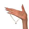 Korean Style Copper Double Layer Brushed Heart Pendant Necklace For Women view 5