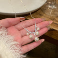 French Style Zircon Square Faux Pearl Tassel Necklace Elegant Geometric Light Luxury Choker view 2