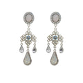 Vintage Palace Oval Moonstone Rhinestone Chandelier Long Waterdrop Crystal Pendant Earrings view 5