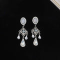 Vintage Palace Oval Moonstone Rhinestone Chandelier Long Waterdrop Crystal Pendant Earrings view 4
