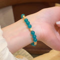 New Chinese Style Copper Bangle With Geometric Natural Stone Beads, Round Square Designer Jewelry view 3