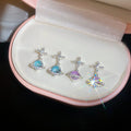Light Luxury Copper Zircon Cross Saturn Star Stud Earrings Korean Style Commuter Jewelry view 3