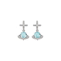Light Luxury Copper Zircon Cross Saturn Star Stud Earrings Korean Style Commuter Jewelry view 5